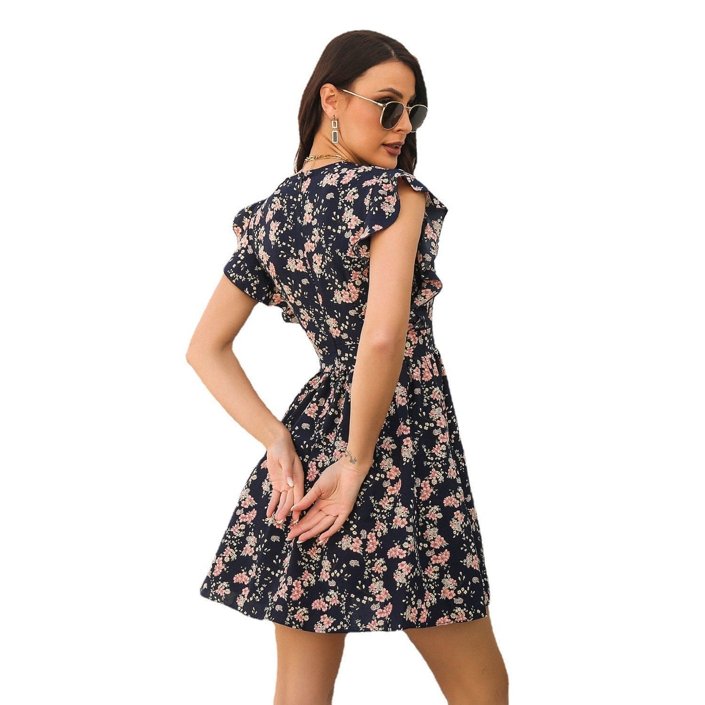 Robe Élégante Imprimée - Manches Longues