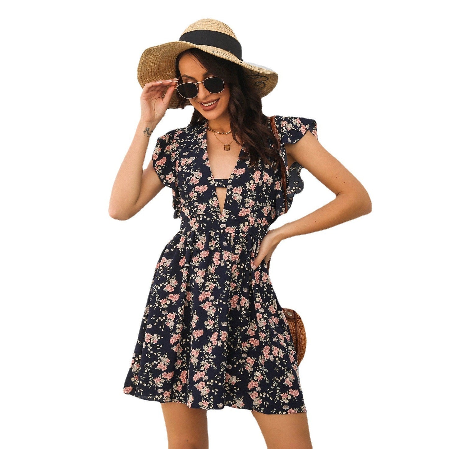 Robe Élégante Imprimée - Manches Longues
