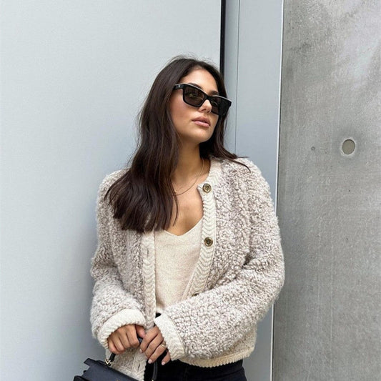 VIRONA | Cardigan Court en Maille Tricotée - Élégance et Confort
